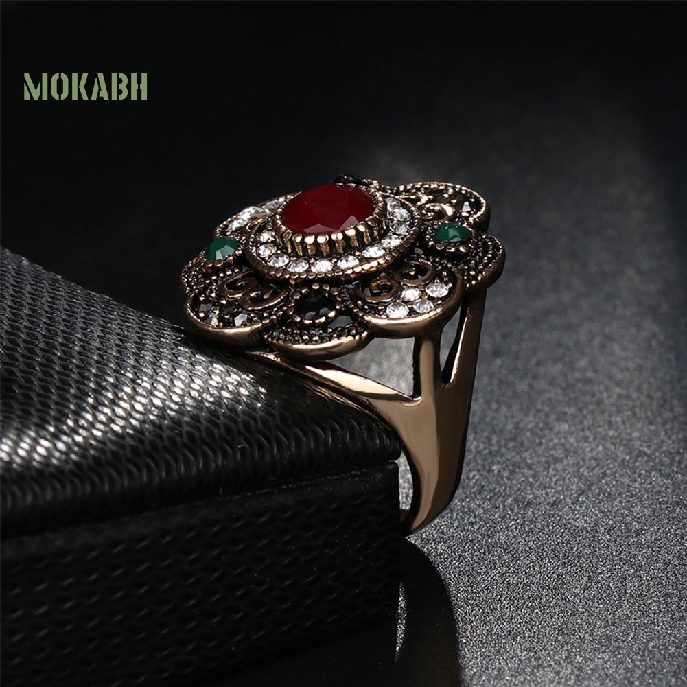 Nhẫn Hình Hoa Rỗng Đính Đá Phong Cách Vintage Cho Nữ