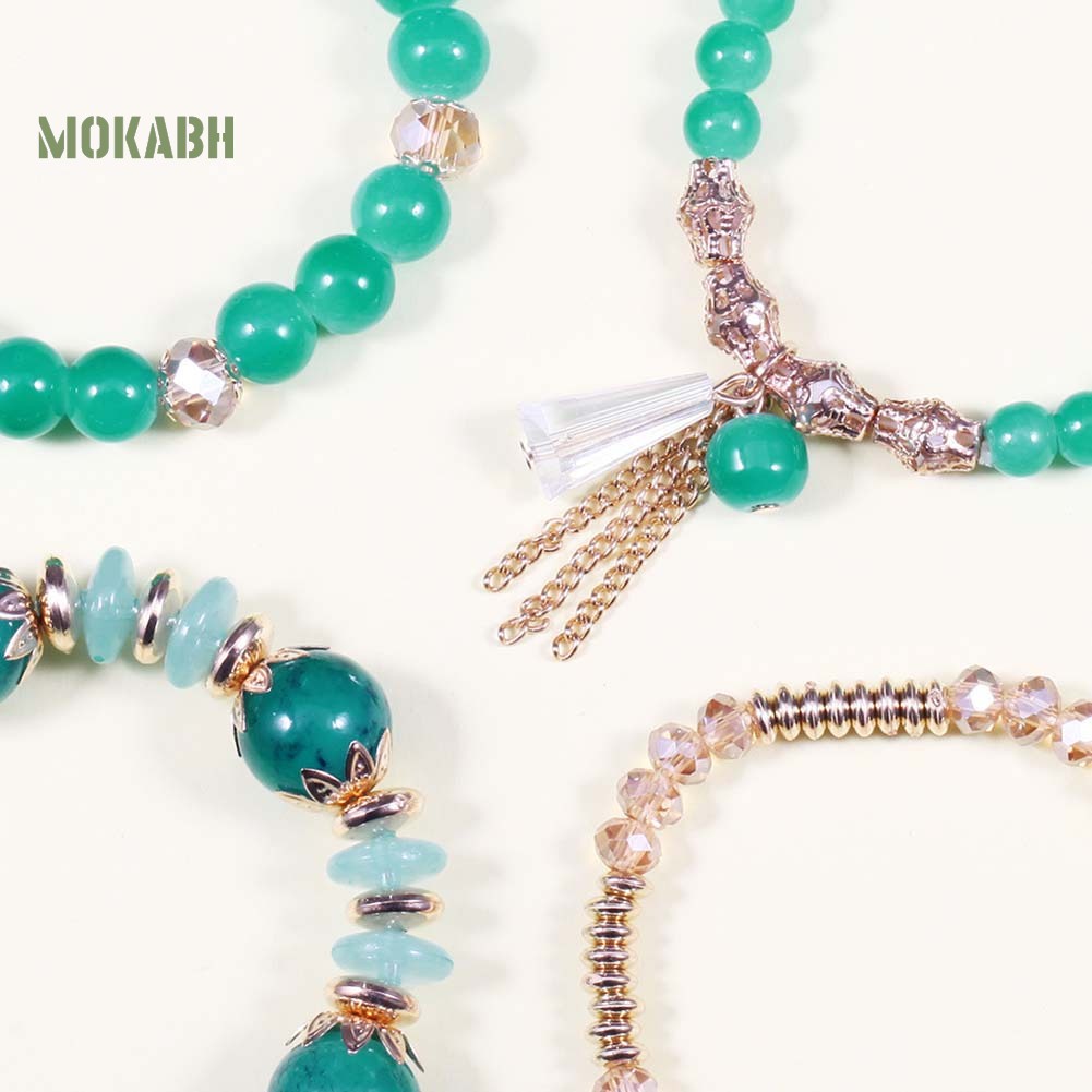 Set 4 Vòng Tay Chuỗi Hạt Phong Cách Boho Cho Nữ