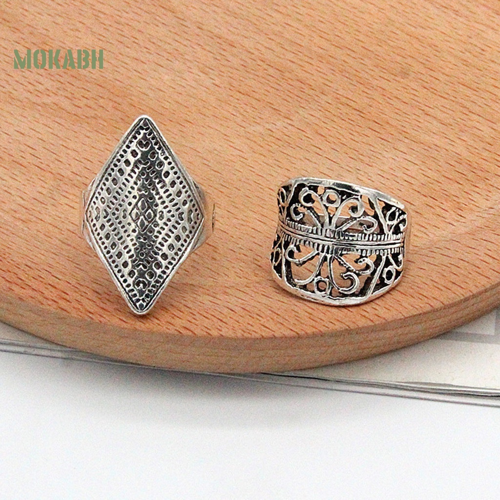 Set 4 Nhẫn Đeo Tay Siêu Nhẹ Chống Mài Mòn Phong Cách Bohemian Thời Trang Dự Tiệc Cho Nam Và Nữ