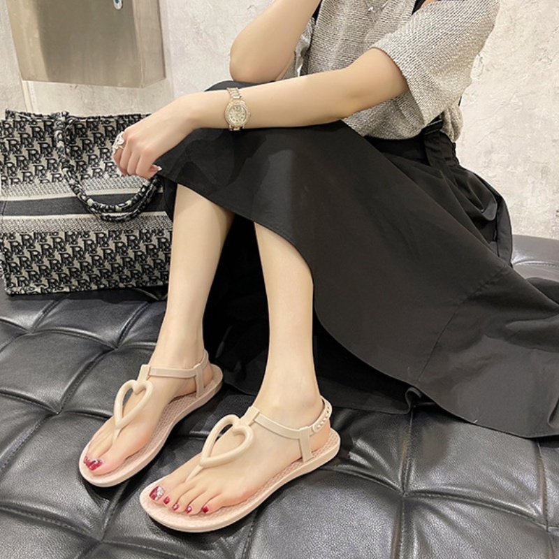 Giày Sandal Đế Bằng Phong Cách Roman Thời Trang Đi Biển Mùa Hè