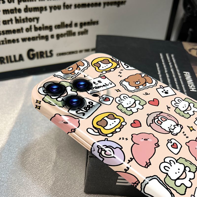 Ốp Điện Thoại Họa Tiết Hoạt Hình Gấu / Thỏ Dễ Thương Cho Iphone Xsmax XS7plus8 iPhone13 / Film 14pro / / xr Apple 1211 MYSI