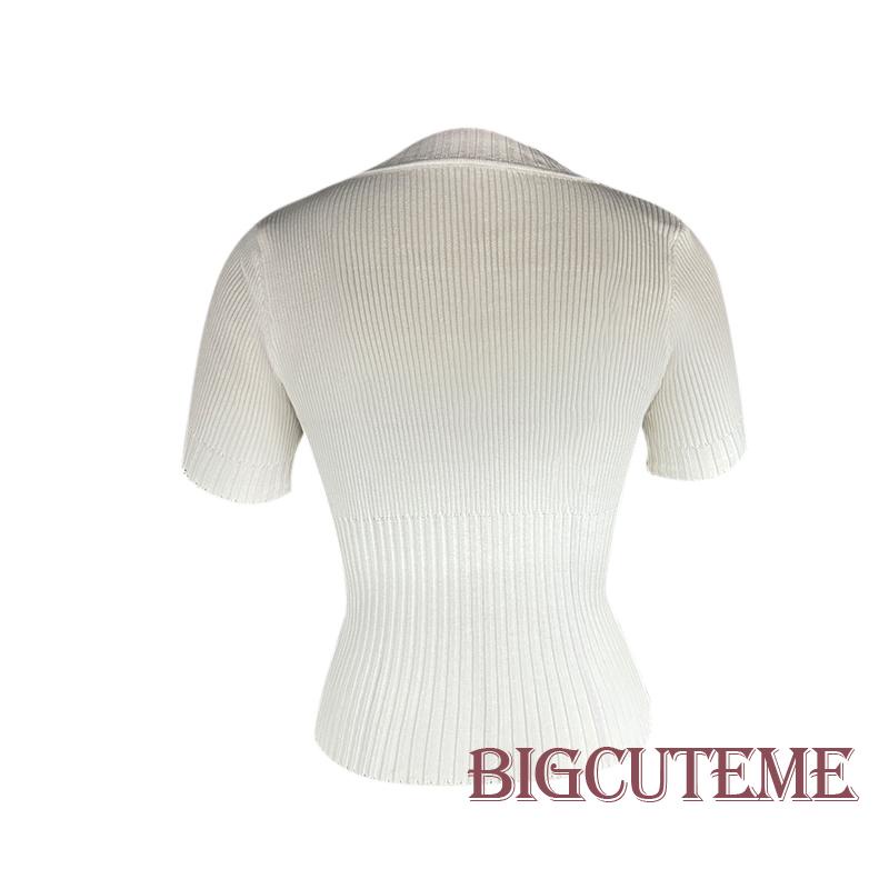 Áo Croptop Dệt Kim Tay Ngắn In Họa Tiết Nhân Vật Hoạt Hình Thời Trang Mùa Hè Cho Nữ