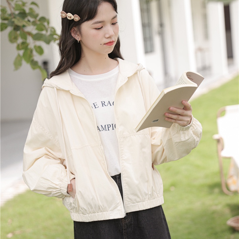 Áo Khoác Chống Gió Thoáng Khí Dáng Rộng Màu Mơ Sữa Phong Cách Hàn Quốc Thời Trang Mùa Hè Mới