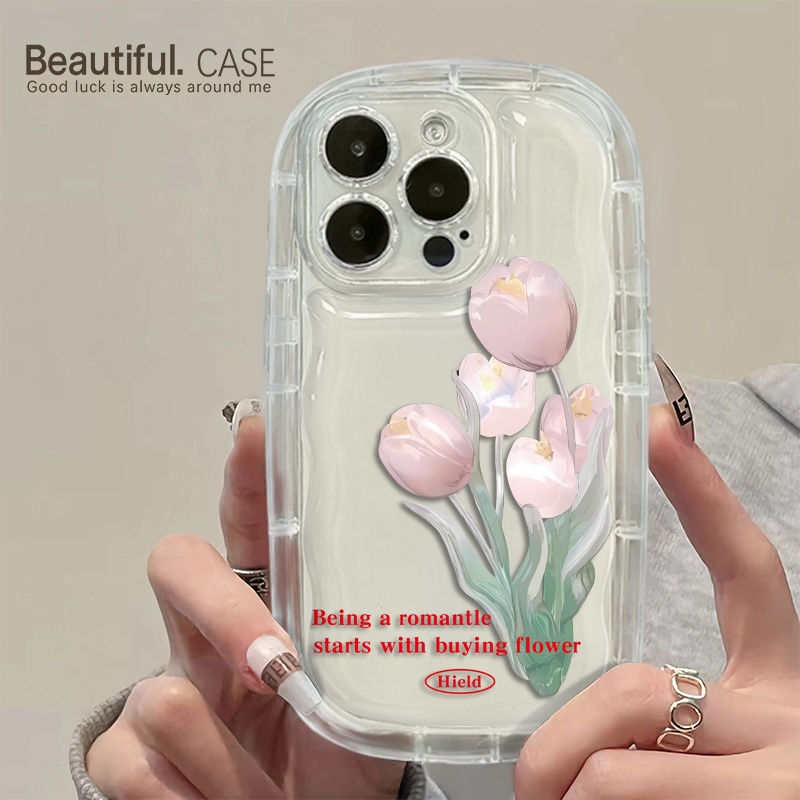 Ốp Điện Thoại TPU Silicone Mềm Trong Suốt Chống Sốc In Hình Hoa Tulip Cho IPhone 13 14 11 12 Pro XS Max X XR 7 + 8 Plus