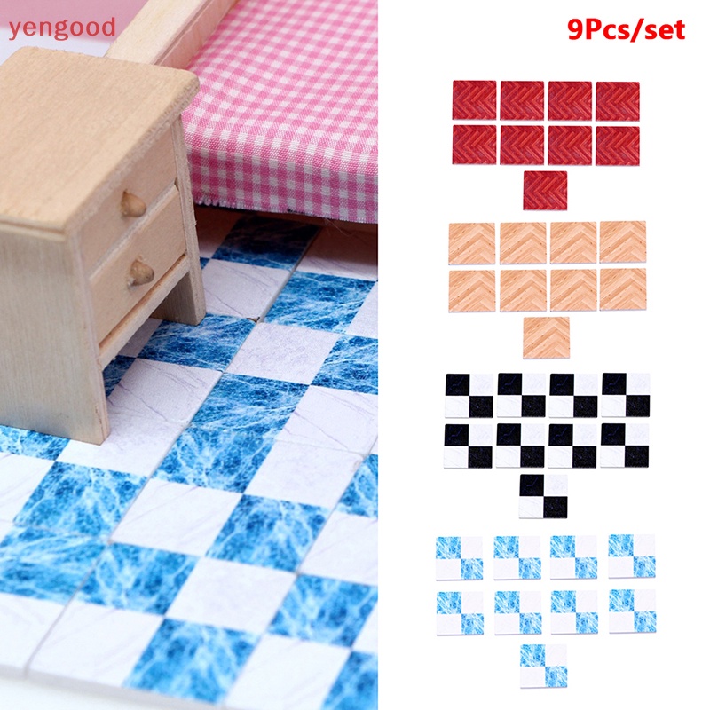 (YGD) Set 9 Tấm Thảm Lót Sàn Kẻ Sọc Ô Vuông Trang Trí Nhà Búp Bê / Phòng Ngủ / Phòng Khách