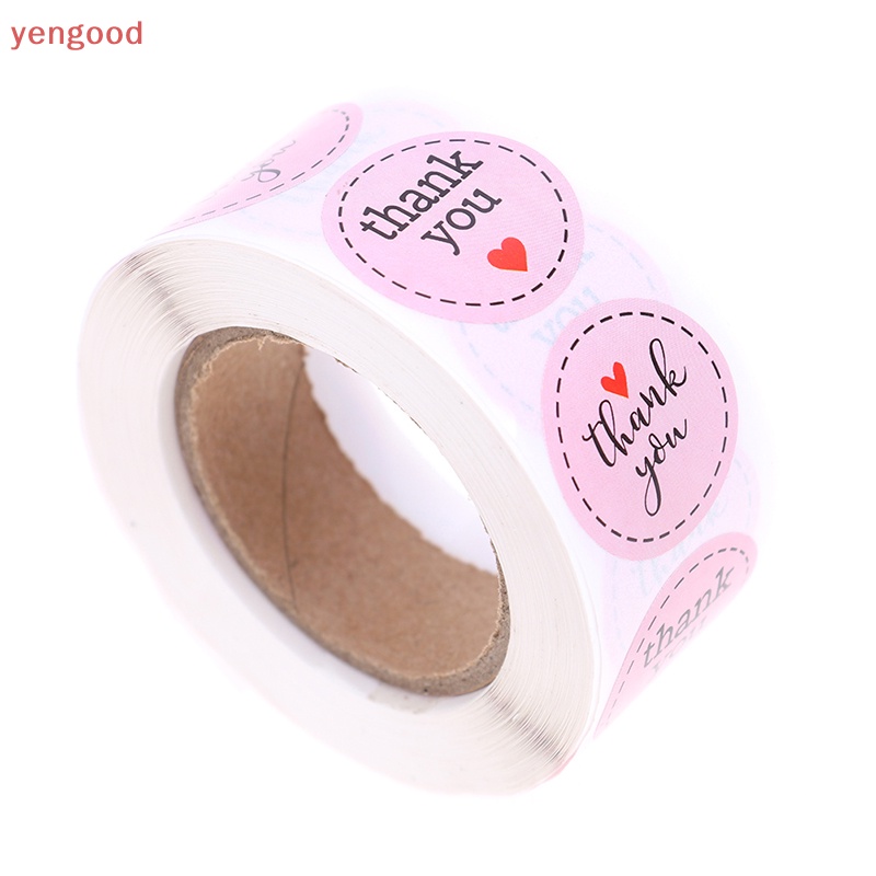 Set 500 Miếng Dán 1 inch Màu Hồng In Chữ Thank You Trang Trí Tiệc Cưới