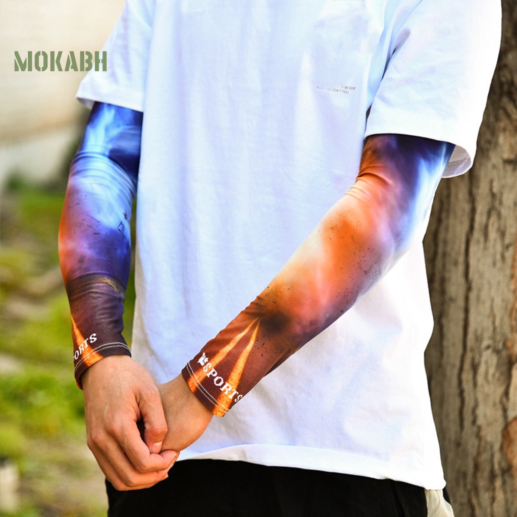 Găng Tay Chống Nắng Bằng Lụa Lạnh Co Giãn Thoáng Khí In Họa Tiết Thời Trang Cho Nam Và Nữ