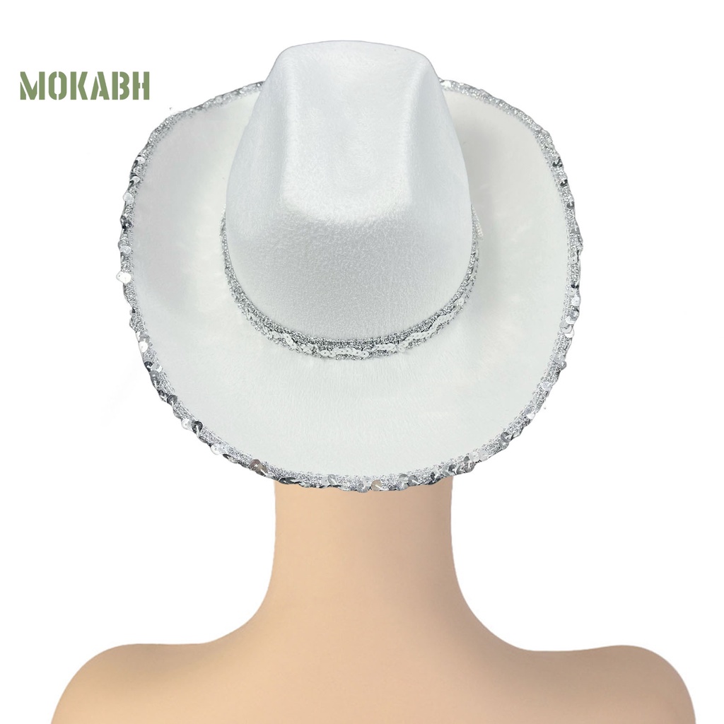 Mũ Cao Bồi Đính Kim Sa Màu Sắc Tương Phản Phong Cách Phương Tây Cho Nữ