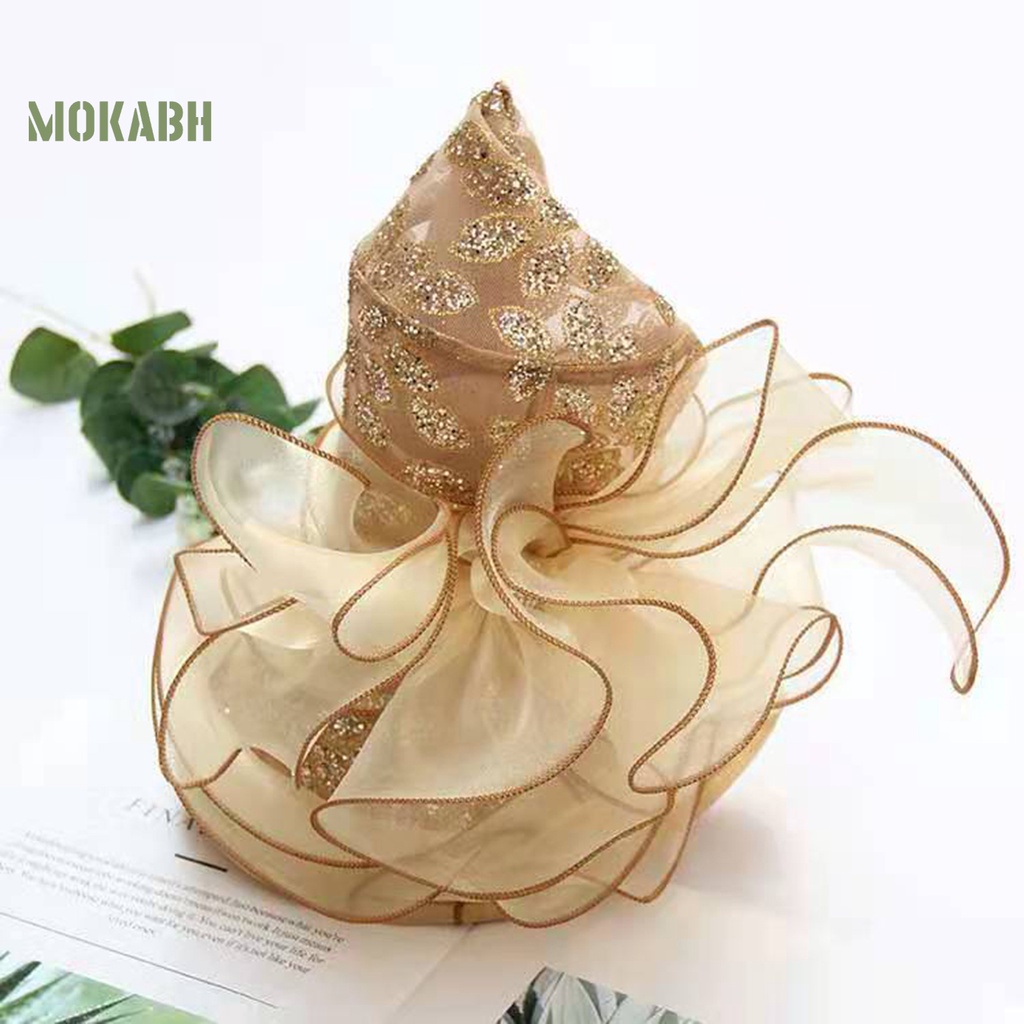 [Mok Abh] Mũ Vải Rộng Vành Đính Hoa Có Thể Gập Lại Được Dùng Cho Tiệc Cưới