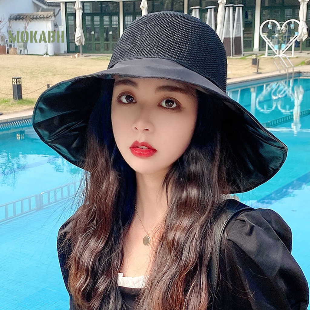 Mũ Vành Tròn Màu Trơn Thoáng Khí Chống Nắng Thời Trang Mùa Hè Cho Nữ