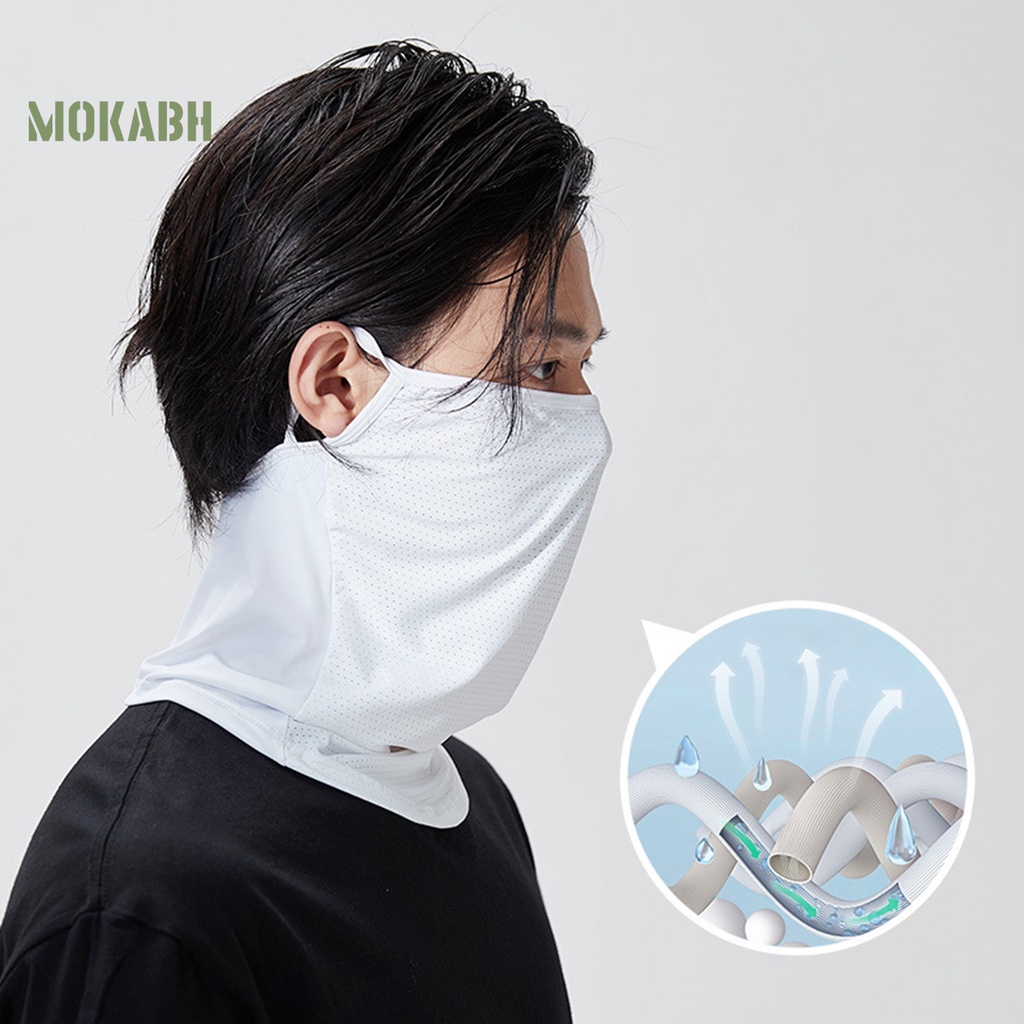 Khăn Quàng Cổ Chống Nắng Bằng Lụa Lạnh Màu Trơn Thêu Chữ Bảo Vệ Tai