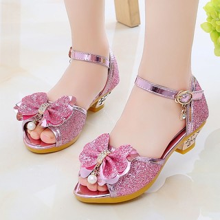 Dép Cao Gót Bé Gái sz 26-36, Sandal Công Chúa Đế Cao Đính Nhũ Lóng Lánh, Giày Nhảy Giày Khiêu Vũ [giaydeptreemkieusashop