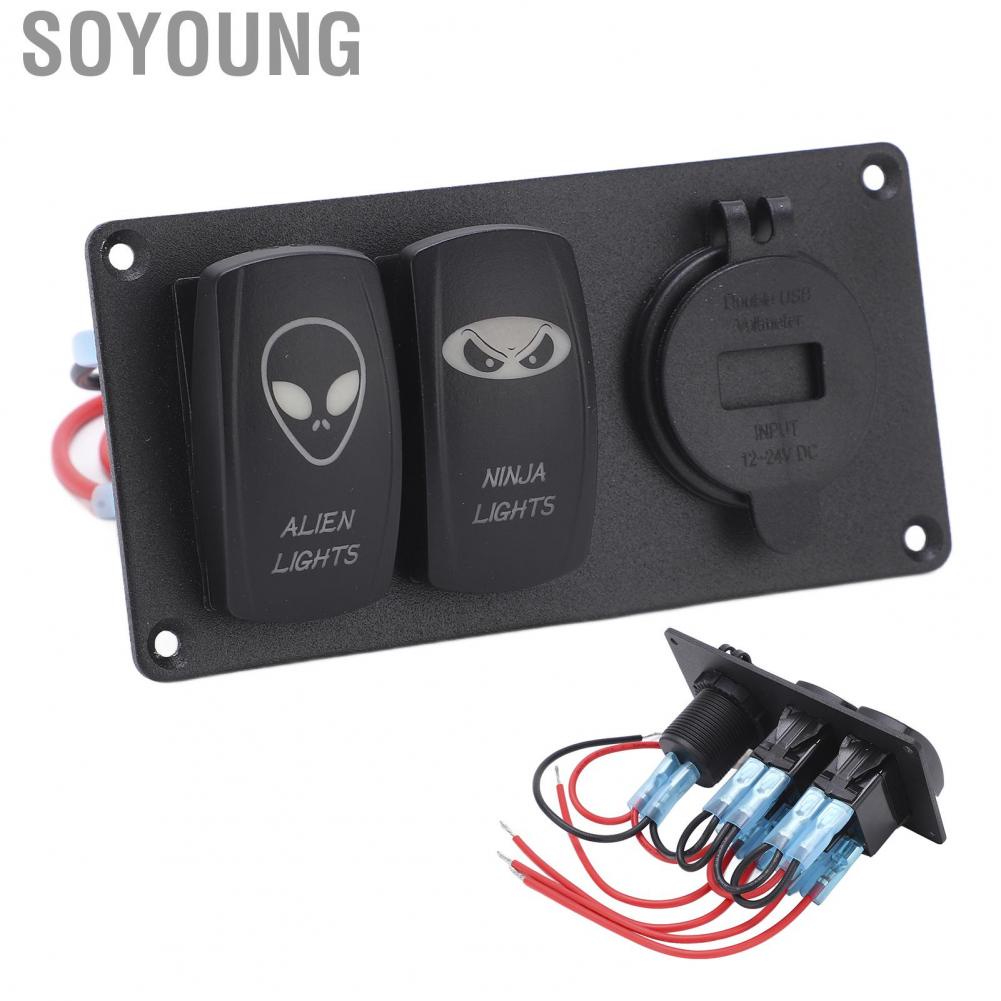 Soyoung Rocker Switch Panel  Premium Material Easy To Install Car Dual Combination for Ships Automobiles RVs