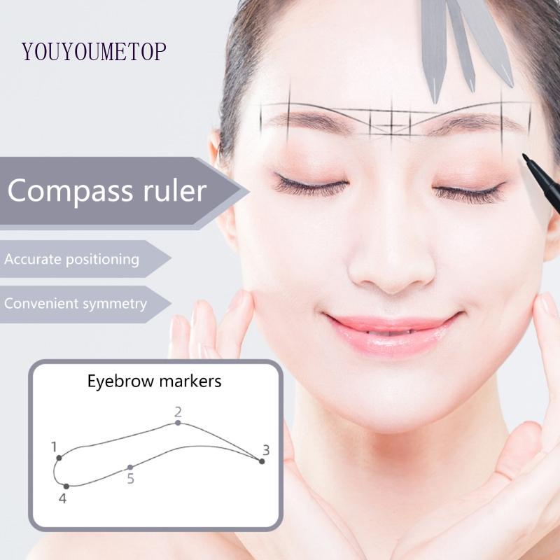 Thước Kẻ Mày Bằng Thép Không Gỉ Tích Hợp La Bàn Tiện Dụng