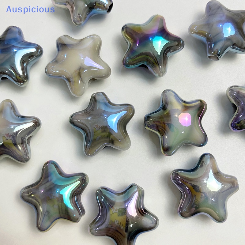 Set 10 Hạt Acrylic Hình Ngôi Sao Năm Cánh Lấp Lánh Nhiều Màu Sắc Dễ Thương Dùng Trang Trí Vòng Tay DIY