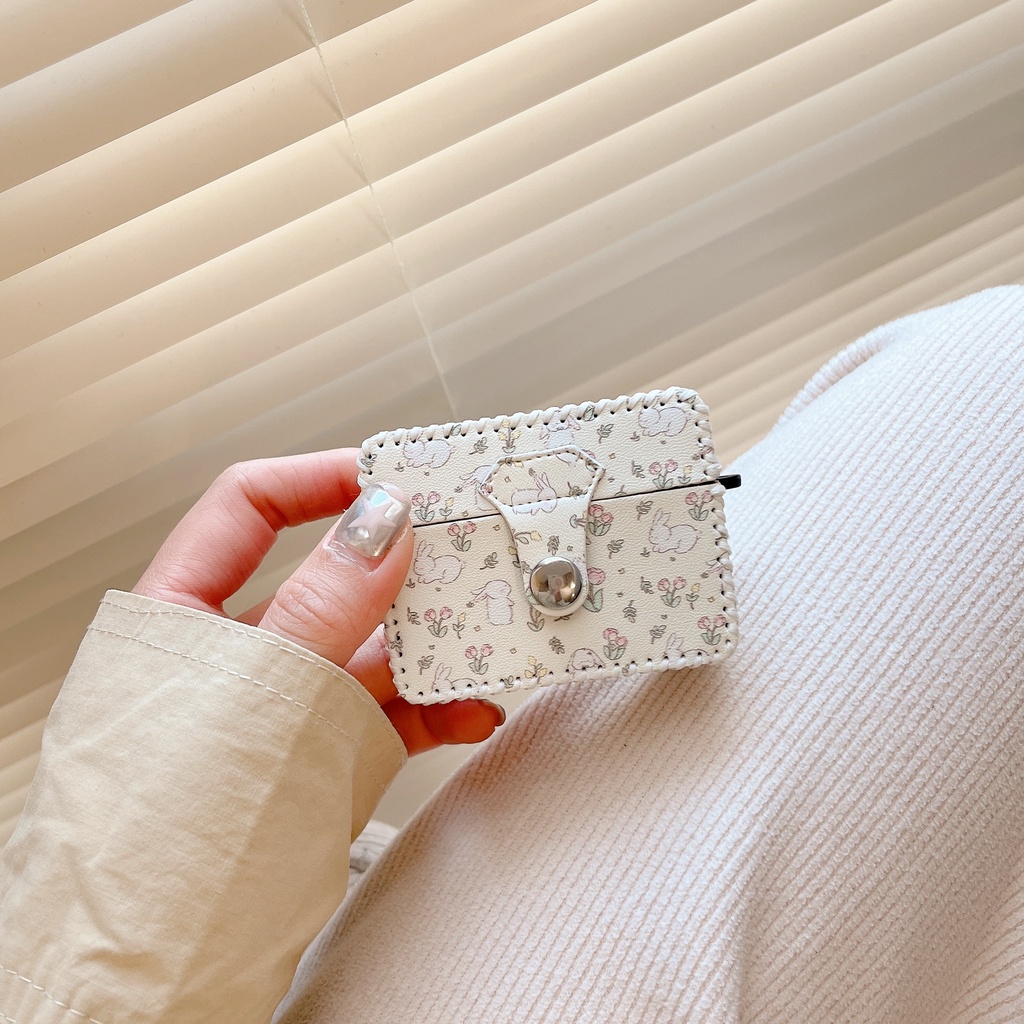 Vỏ Bảo Vệ Hộp Sạc Tai Nghe Bluetooth AirPods 1 2 3 Pro2 2022 Bằng Da &amp; Tpu Mềm Hình Vuông Họa Tiết Hoạt Hình Dễ Thương