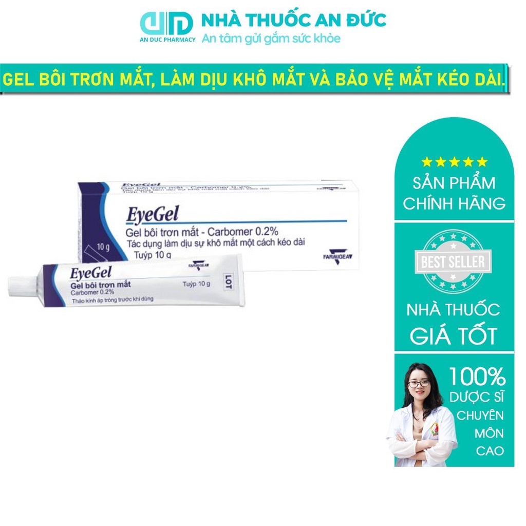 Gel Bôi Trơn Mắt Eyegel Làm Dịu Mắt, Giảm Khô Mắt, Bảo Vệ Mắt Kéo Dài - Nhà thuốc An Đức