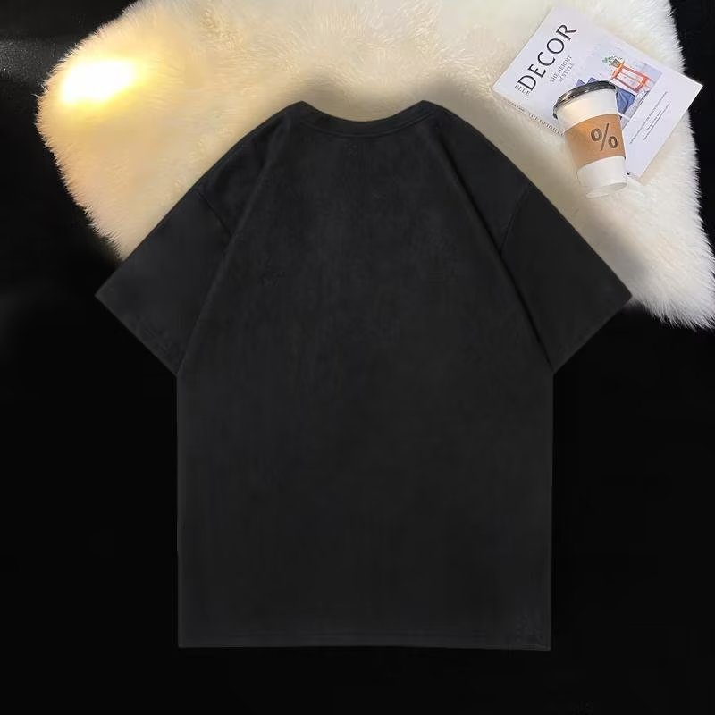 Áo Thun Da Lộn Tay Ngắn Dáng Rộng Thời Trang Mùa Hè Cho Nam