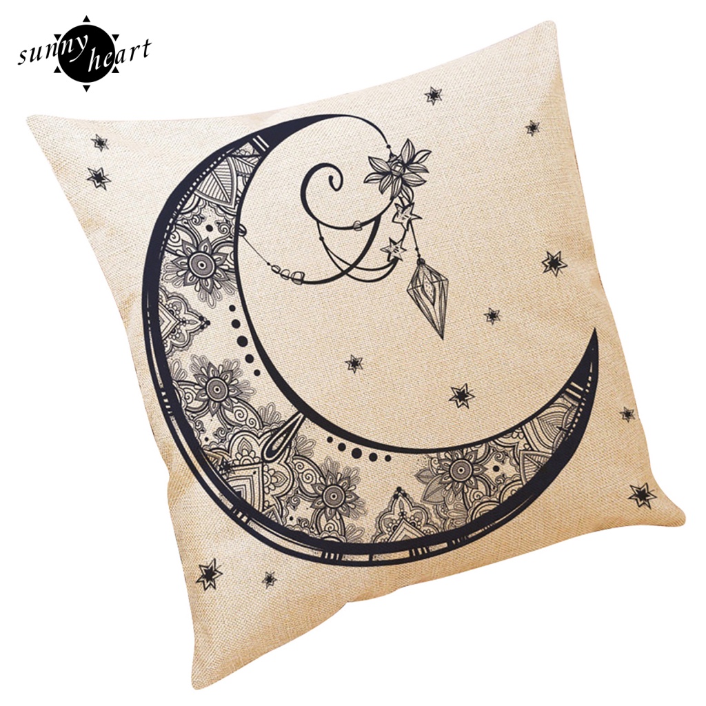 Vỏ Gối Vuông Họa Tiết Mặt Trời / Mặt Trăng / Mặt Trời Độc Đáo Trang Trí Nội Thất