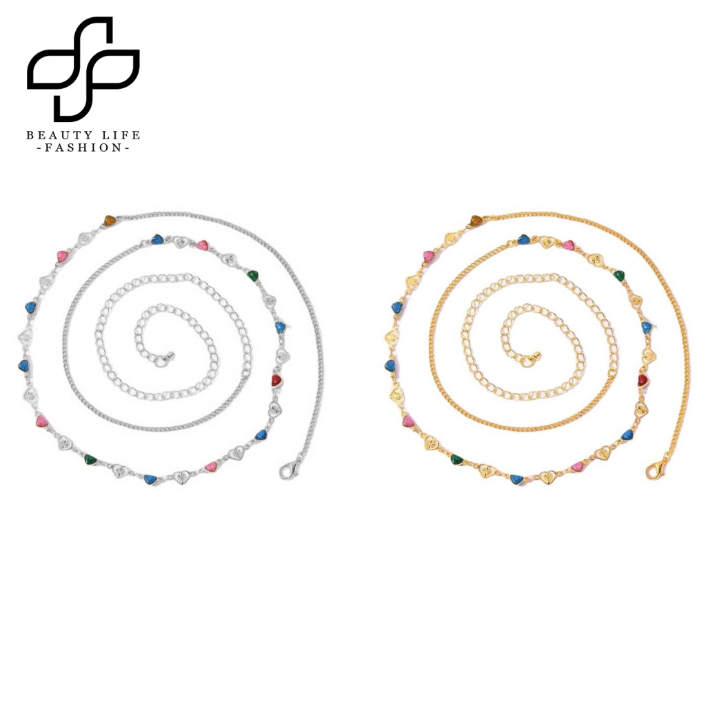 Dây Xích Đeo Hông Nhiều Màu Sắc Mặt Trái Tim Phong Cách Punk Đơn Giản Sáng Tạo Dành Cho Nữ