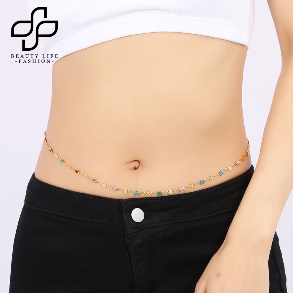 Dây Xích Đeo Hông Nhiều Màu Sắc Mặt Trái Tim Phong Cách Punk Đơn Giản Sáng Tạo Dành Cho Nữ