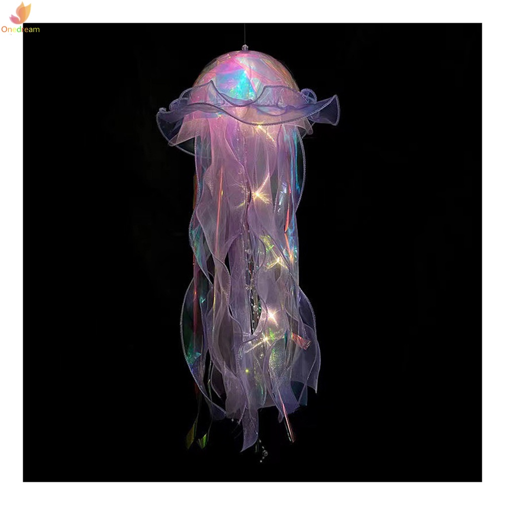 Lồng Đèn Treo Bằng Vải Sứa Lấp Lánh Kèm Dải Sáng