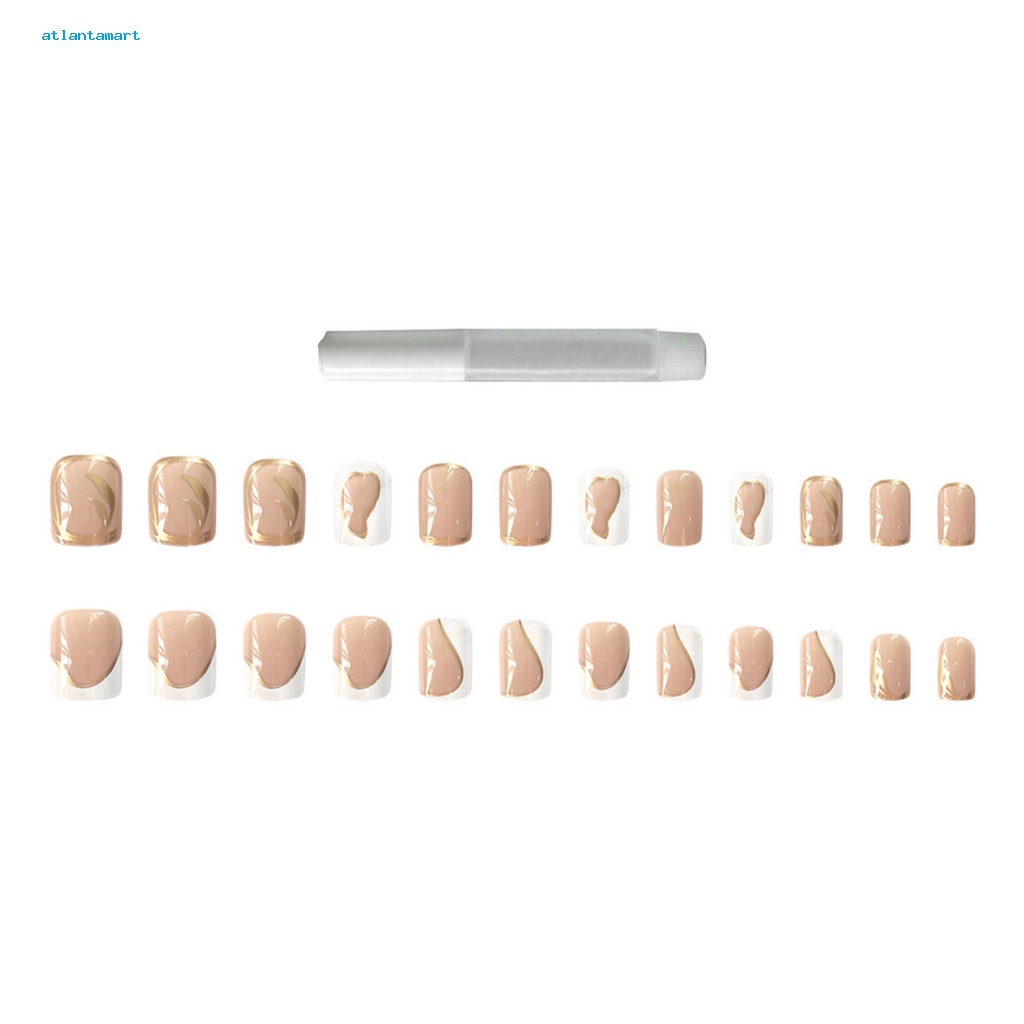 Túi Đựng Đồ Dùng Cao Cấp Tiện Dụng| 1 Bộ Móng Tay Giả Che Phủ Toàn Diện Không Phai Màu Kèm Keo Dán Trang Trí Móng Tay Ngắn Đơn Giản Cho Salon