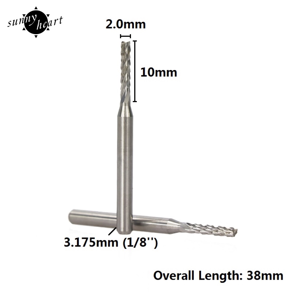 Set 10 Mũi Khoan Trái Bắp Kích Thước 3.175mm 1 / 8inch Cắt Gỗ CNC Tiện Dụng