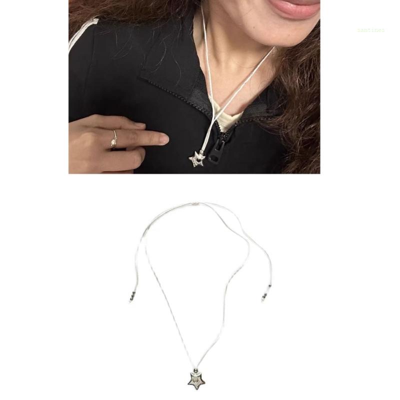 Vòng Cổ Choker Dáng Dài Mặt Ngôi Sao Đơn Giản Có Thể Điều Chỉnh Cho Nữ
