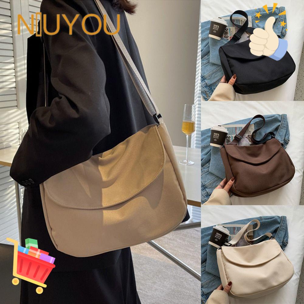 Túi Đeo Vai Màu Trơn Chất Liệu Canvas Cho Nữ