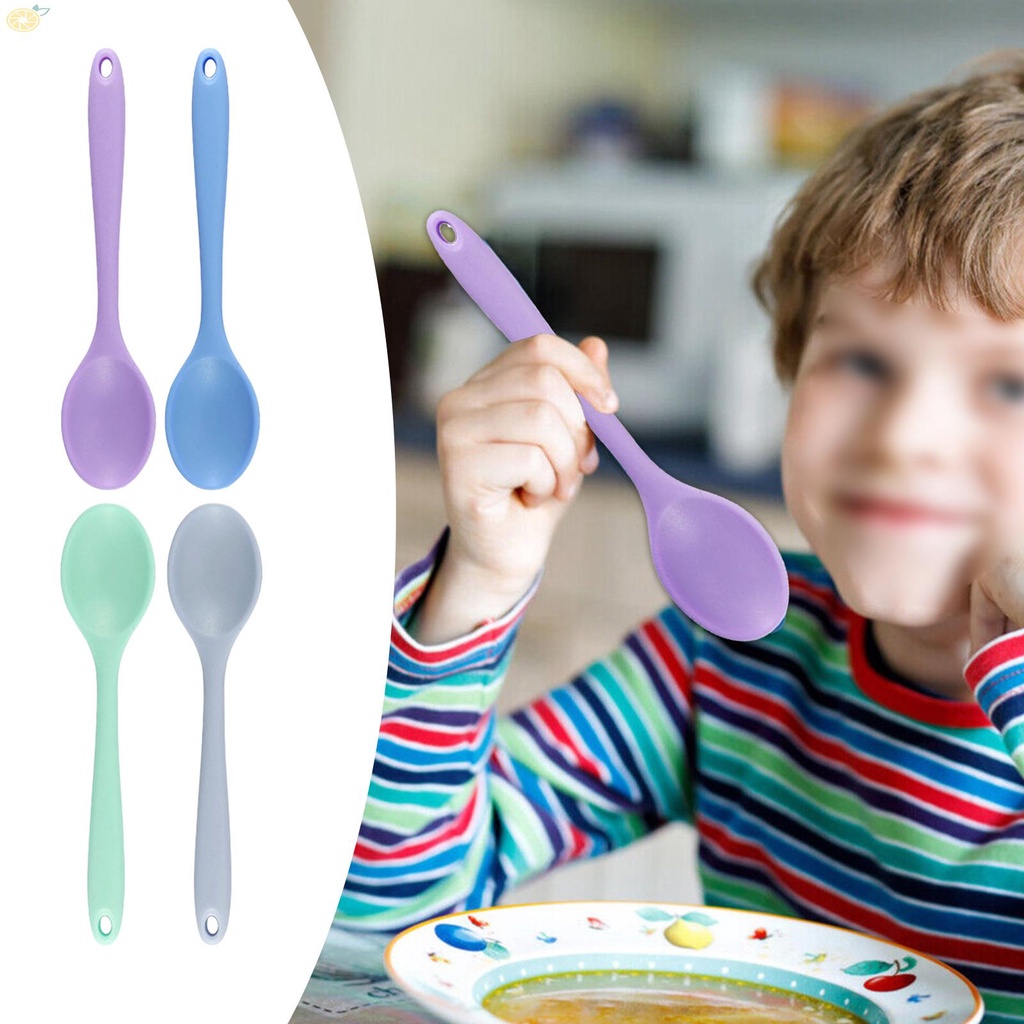 【VARSTR】4 Pieces Silicone Mixing Spoons Long-Handled Spoon For Daily Cooking And Eating