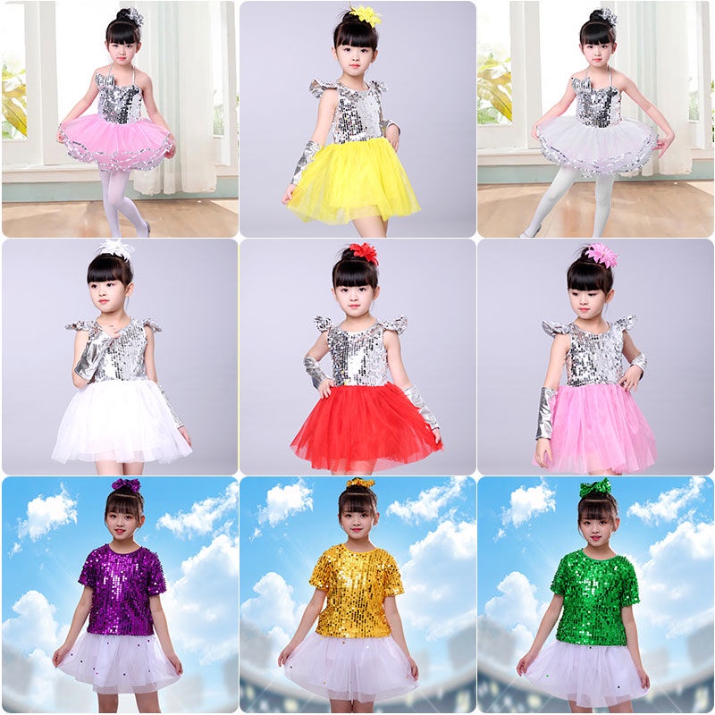 June 1 quần áo khiêu vũ trẻ em váy pettiskirt quần áo cô gái sân khấu jazz khiêu vũ catwalk quần áo sequins hiển thị quần áo biểu diễn