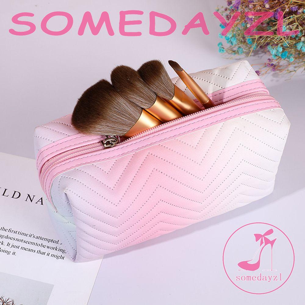 Túi Đựng Mỹ Phẩm Da PU Màu Gradient Cỡ Lớn Phong Cách Retro