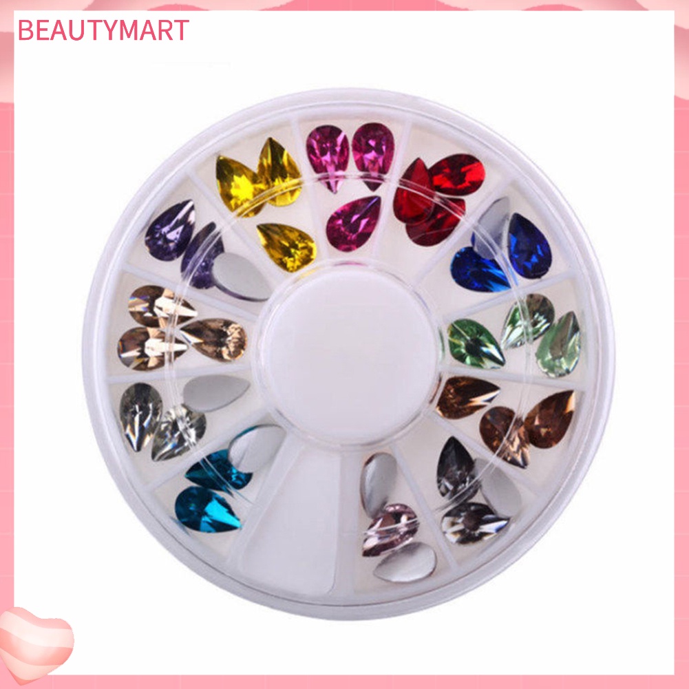 Khay Bánh Xe Đựng Hạt Nhựa Acrylic Hình Giọt Nước 3D Nhiều Màu Sắc Trang Trí Móng Nghệ Thuật DIY