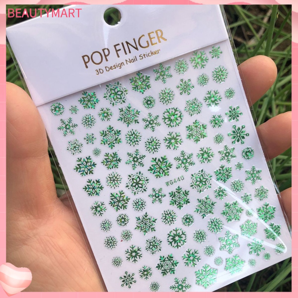 1 Tấm Sticker Phát Quang Tự Dính Họa Tiết Bông Tuyết Giáng Sinh 3D Trang Trí Móng Nghệ Thuật