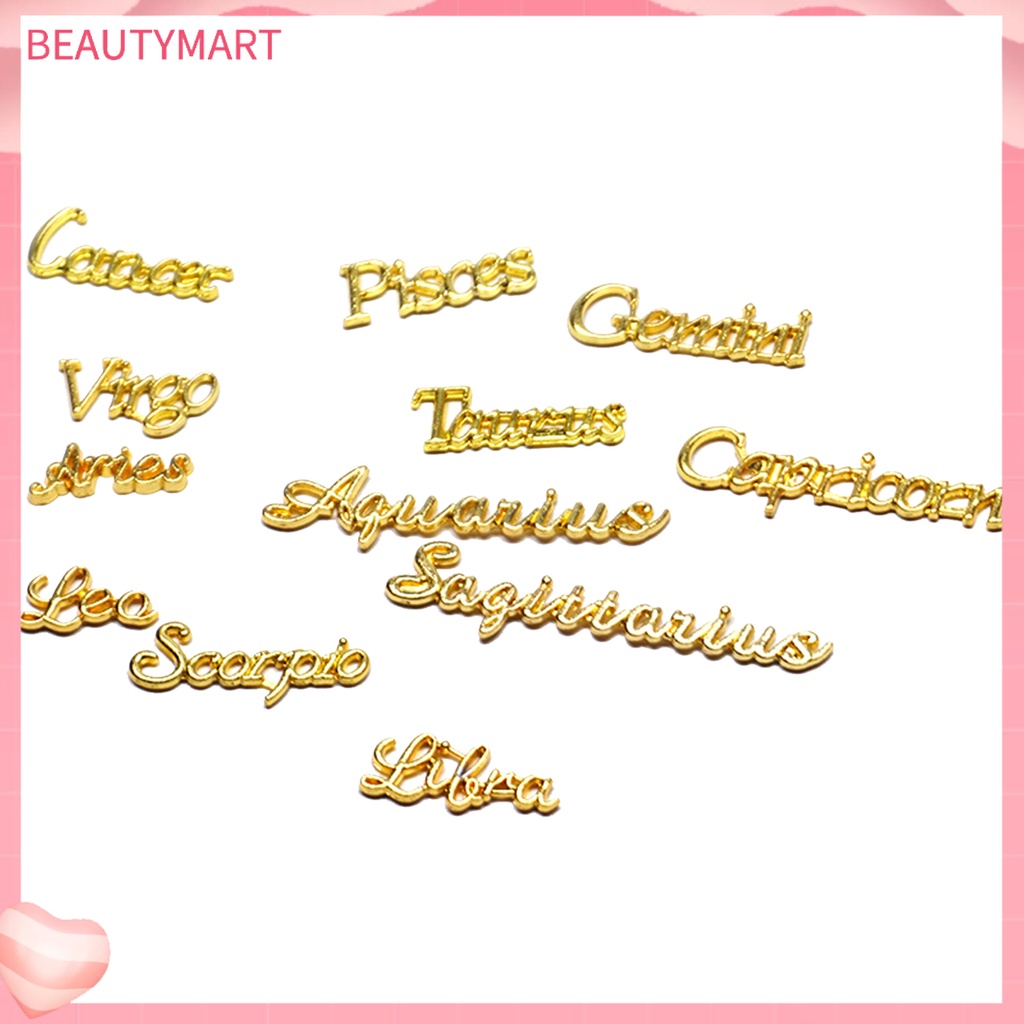 Set 12 Phụ Kiện Trang Trí Móng Tay Tạo Hiệu Ứng 3D DIY Hình Chữ Cái Đính Đá