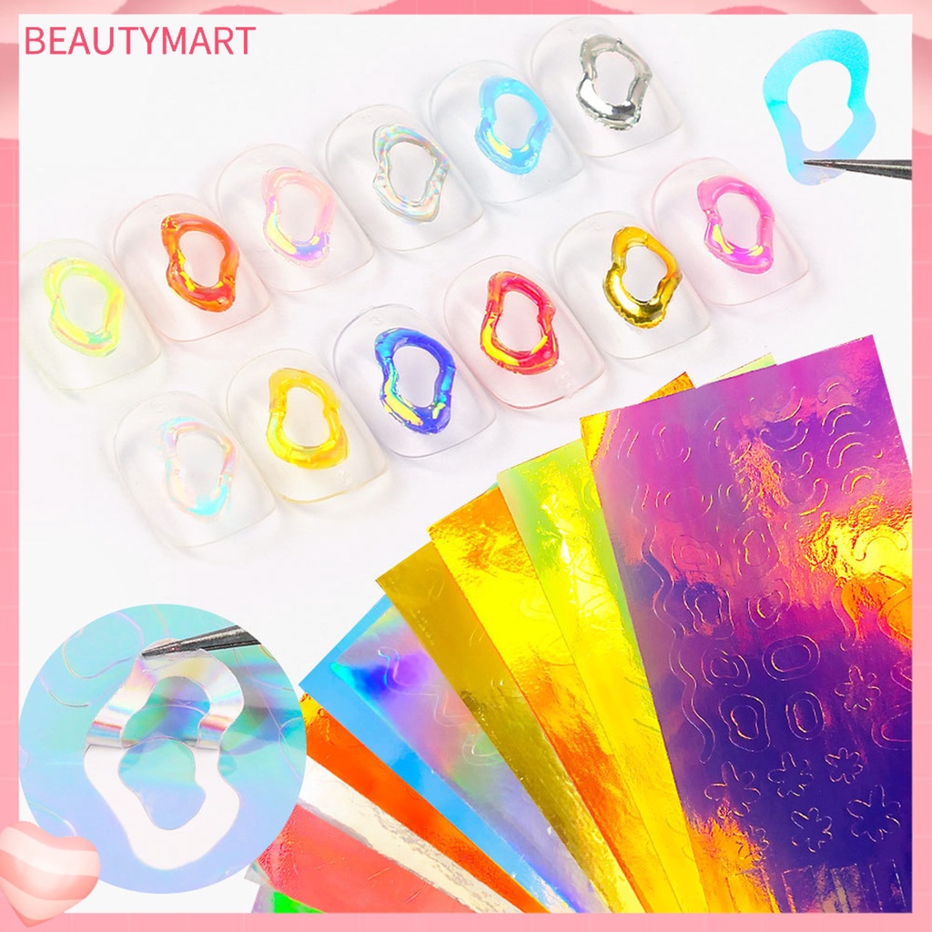 Bộ 16 Miếng Dán Móng Tay Hiệu Ứng Cực Quang Nhiều Màu Sắc Cho Nữ