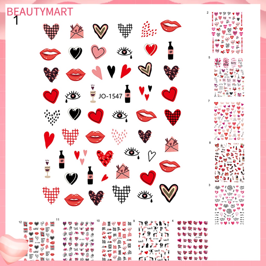 Miếng Dán Móng Tay Hiệu Ứng 3D Không Phai Tự Dính Hình Hoa Lãng Mạn Cho Nữ