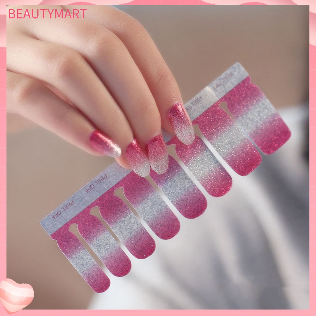 Miếng Dán Trang Trí Móng Tay Toàn Diện Màu Gradient Lấp Lánh