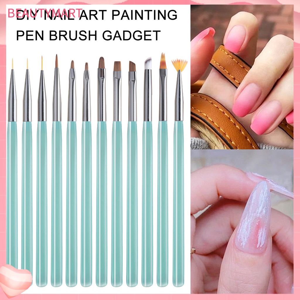 Cọ Vẽ Trang Trí Móng Tay Nghệ Thuật Bằng Lông Mềm Tay Cầm Dài Bằng Nhựa Có Thể Tái Sử Dụng