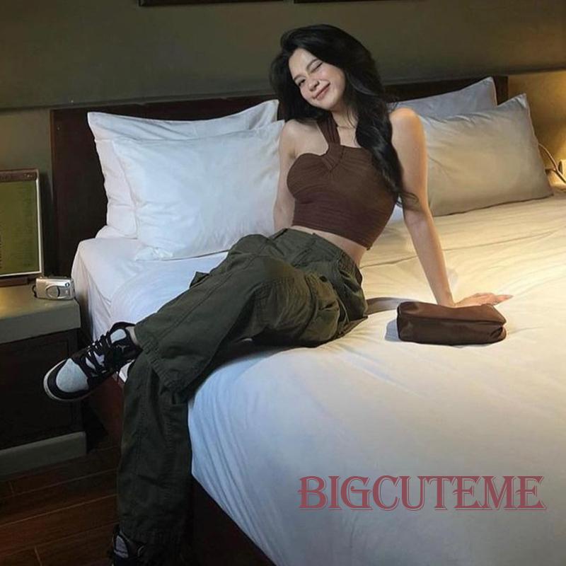 Áo Croptop Sát Nách Màu Trơn Lệch Vai Thời Trang Mùa Hè Cho Nữ