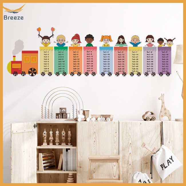 Bộ 2 Tấm Sticker Dán Tường Tự Dính Hình Tàu Lửa Hoạt Hình Trang Trí Phòng Trẻ Em