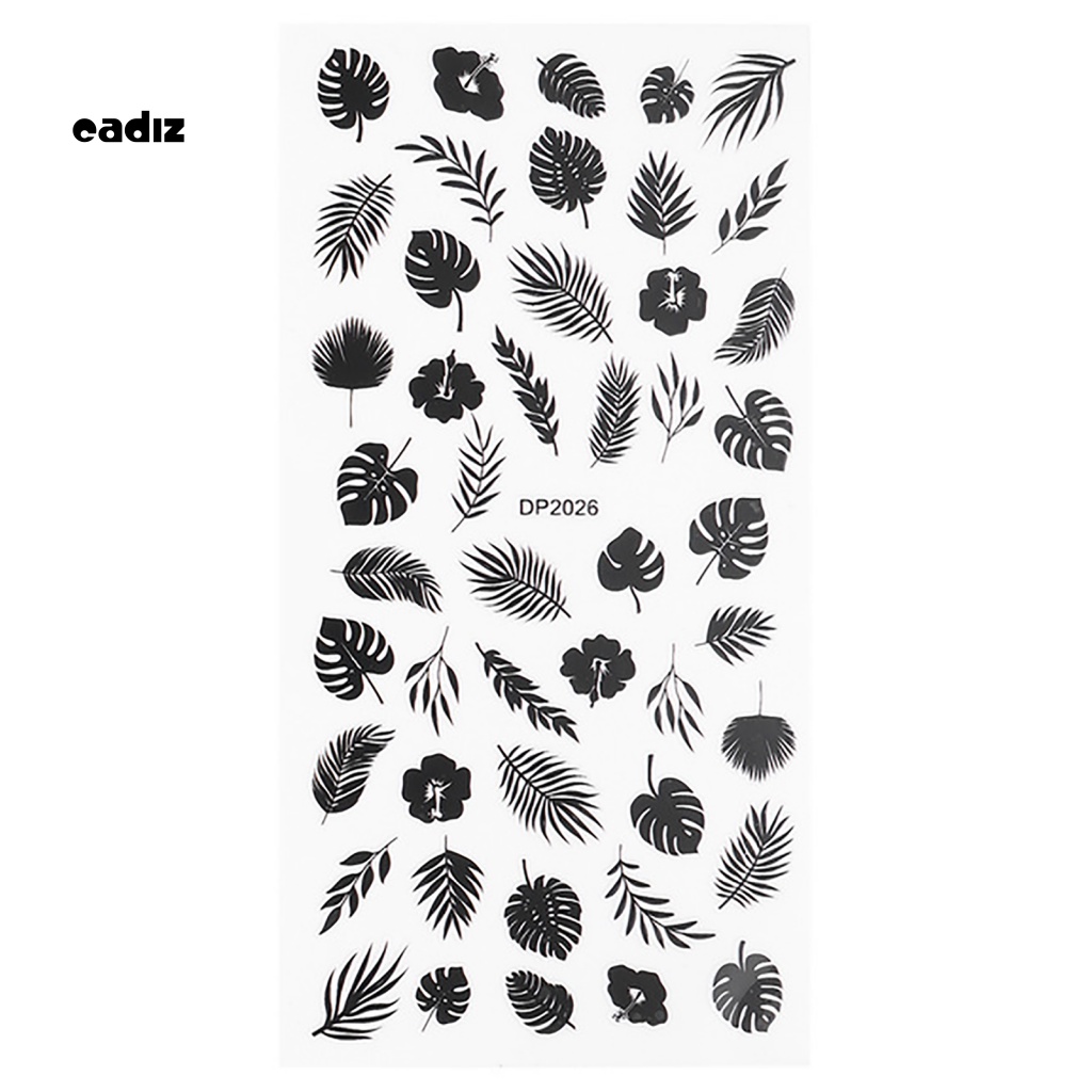 2 Miếng Dán Trang Trí Móng Tay Hình Lông Vũ / Bông Tuyết Màu Đen