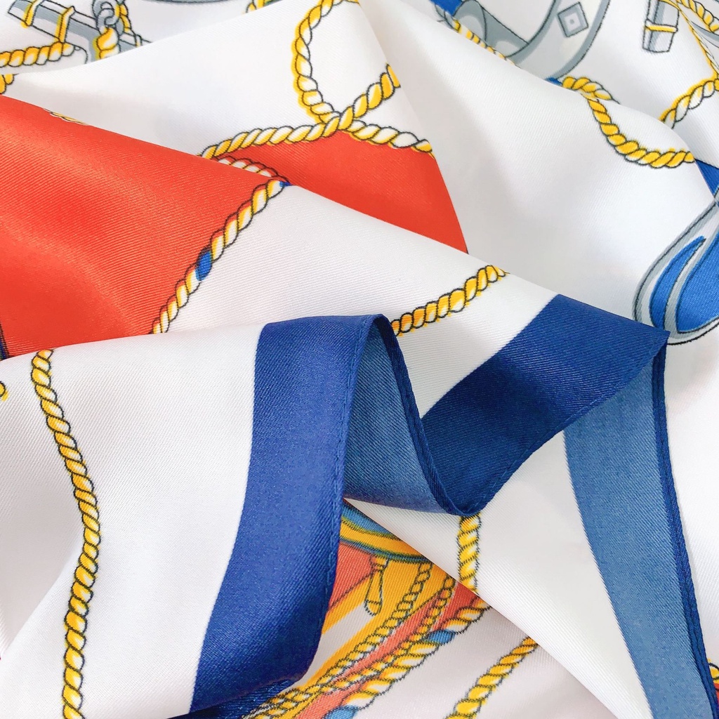 Khăn Quàng Cổ Lụa In Họa Tiết Phong Cách Âu Mỹ 90 * 90cm Dành Cho Nữ