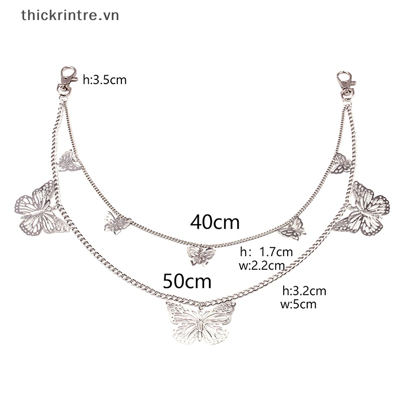 Dây Xích Hai Lớp Gắn Móc Khóa Hình Bướm Rỗng Phong Cách Hip Hop Thời Trang Cho Nam Và Nữ