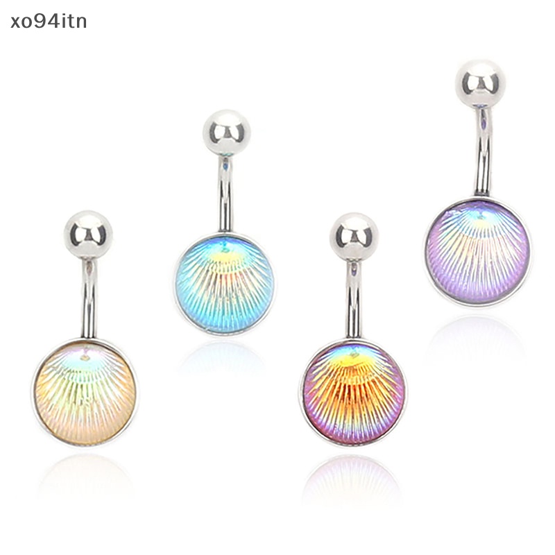 Khuyên Rốn Tròn Bằng Thép Không Gỉ Đính Vỏ Sò Nhiều Màu Thời Trang