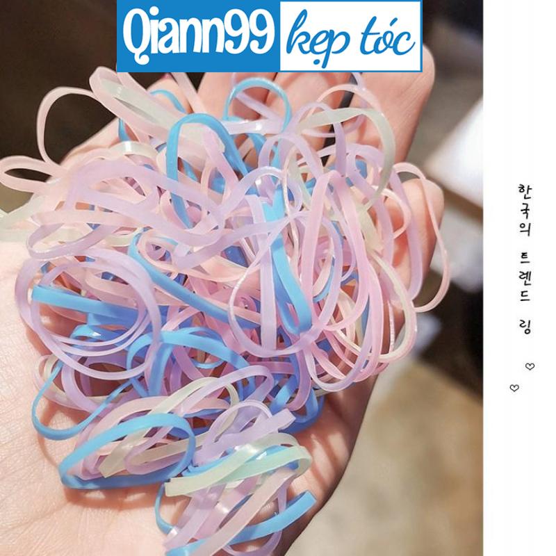 Set 100 dây buộc tóc thời trang bằng cao su dùng một lần dành cho bé gái