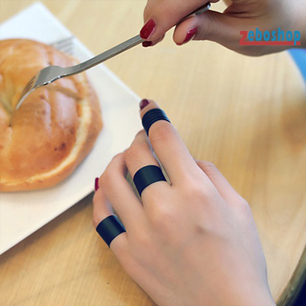 Zeboshop 3 Nhẫn Midi Đeo Khớp Ngón Tay Màu Đen Trơn Thời Trang Mặc Hàng Ngày