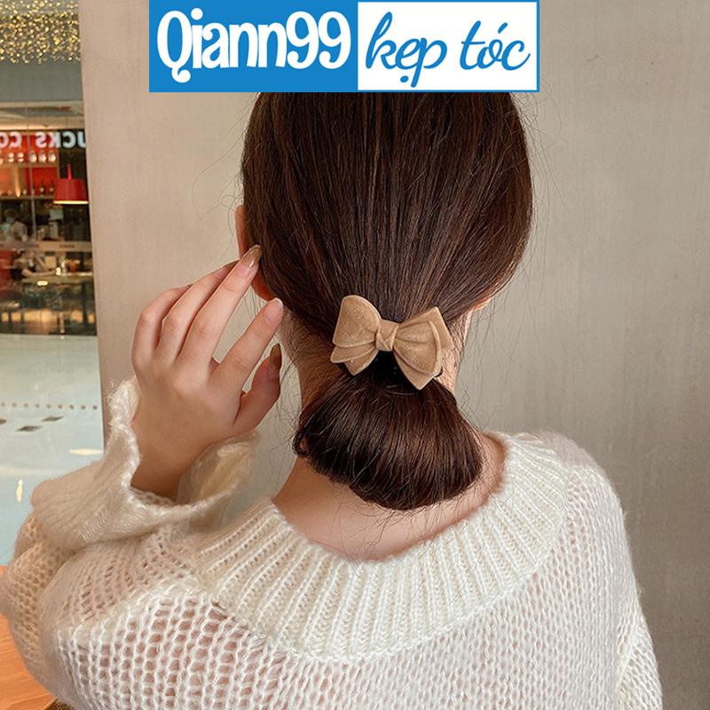 ❤️Dây buộc tóc cao su co giãn đính nơ 3D kaki thời trang phong cách Hàn Quốc cho nữ