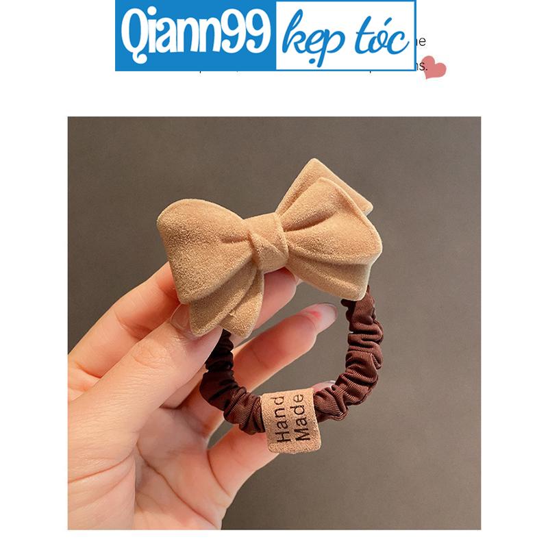 ❤️Dây buộc tóc cao su co giãn đính nơ 3D kaki thời trang phong cách Hàn Quốc cho nữ